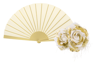 Fan "Bouquet de Roses" - Gold